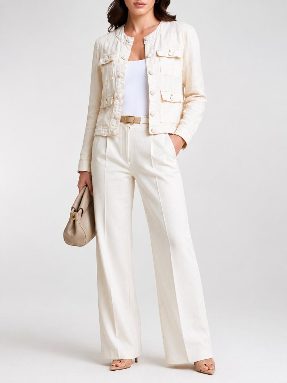 L'Agence Yari Collarless 100% Linen Jacket
